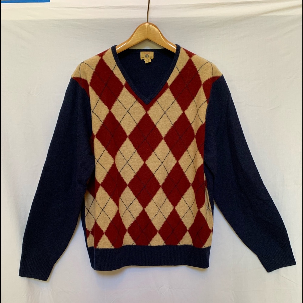 Men’s Trevero Wool Argyle Sweater XL